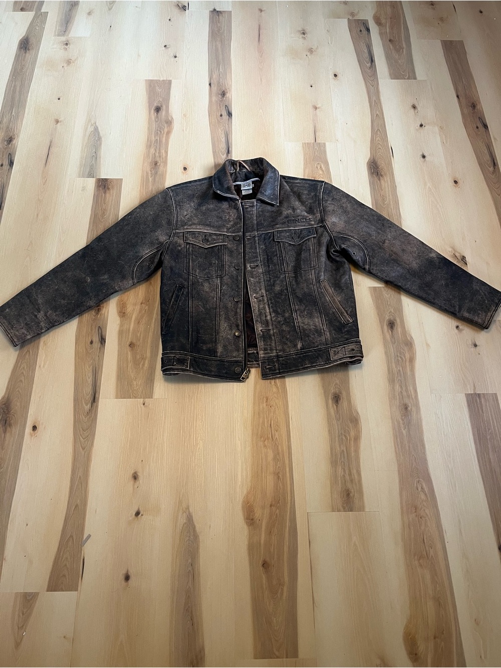 Cinch Men's Distressed Dark Brown Leather Jacket